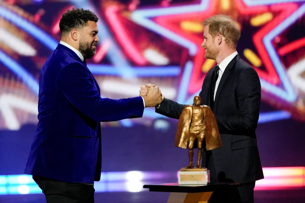 Prince Harry makes surprise appearance in Las Vegas to present NFL award