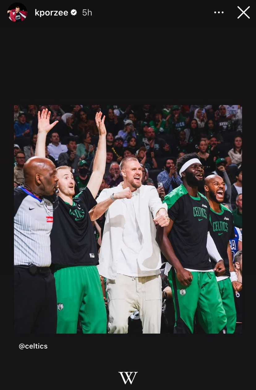 Kristaps Porzingis Celebrates Celtics' Preseason Blowout Win Over 76ers with Instagram Post